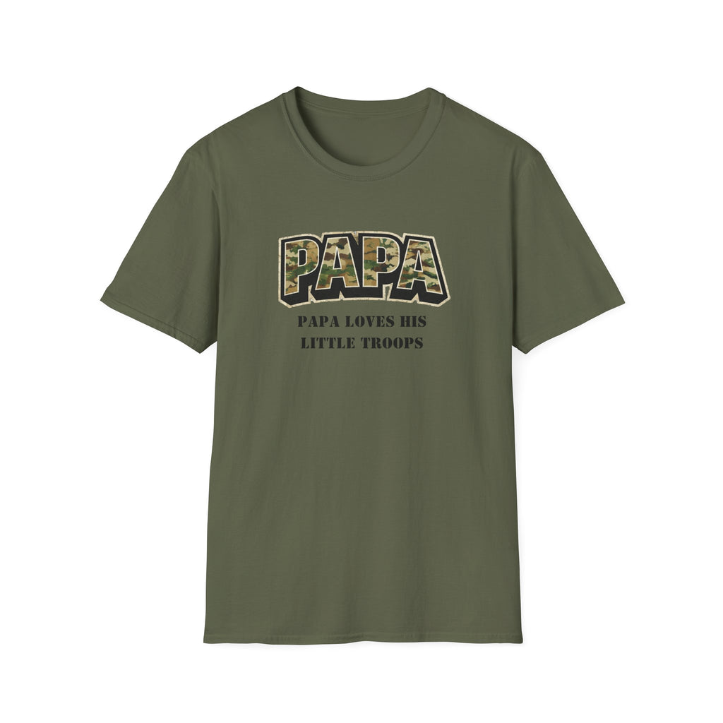 Papa Camo T-Shirt — "Papa Loves His Little Troops" Fathers Day Dad Tee