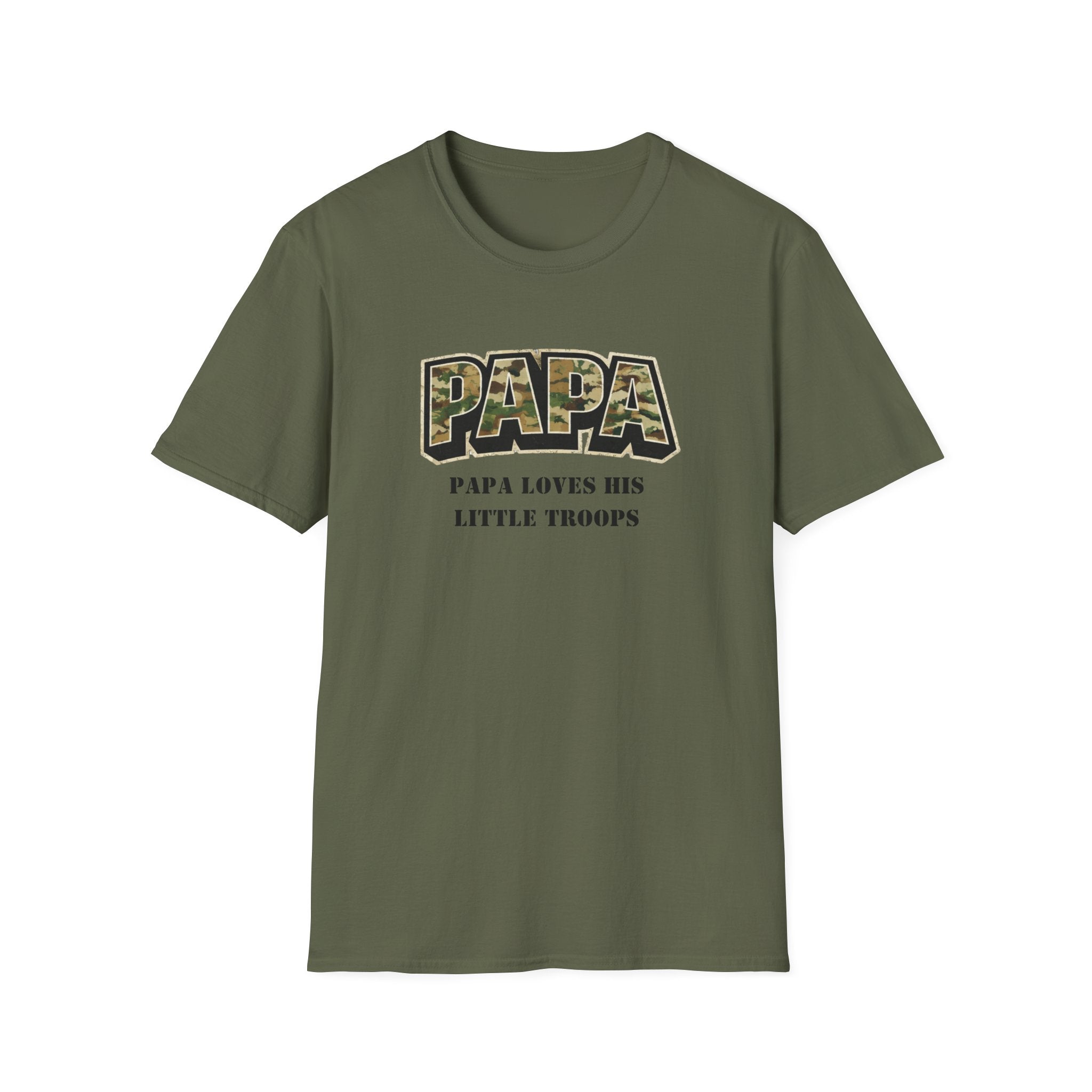 Papa Camo T-Shirt — "Papa Loves His Little Troops" Fathers Day Dad Tee