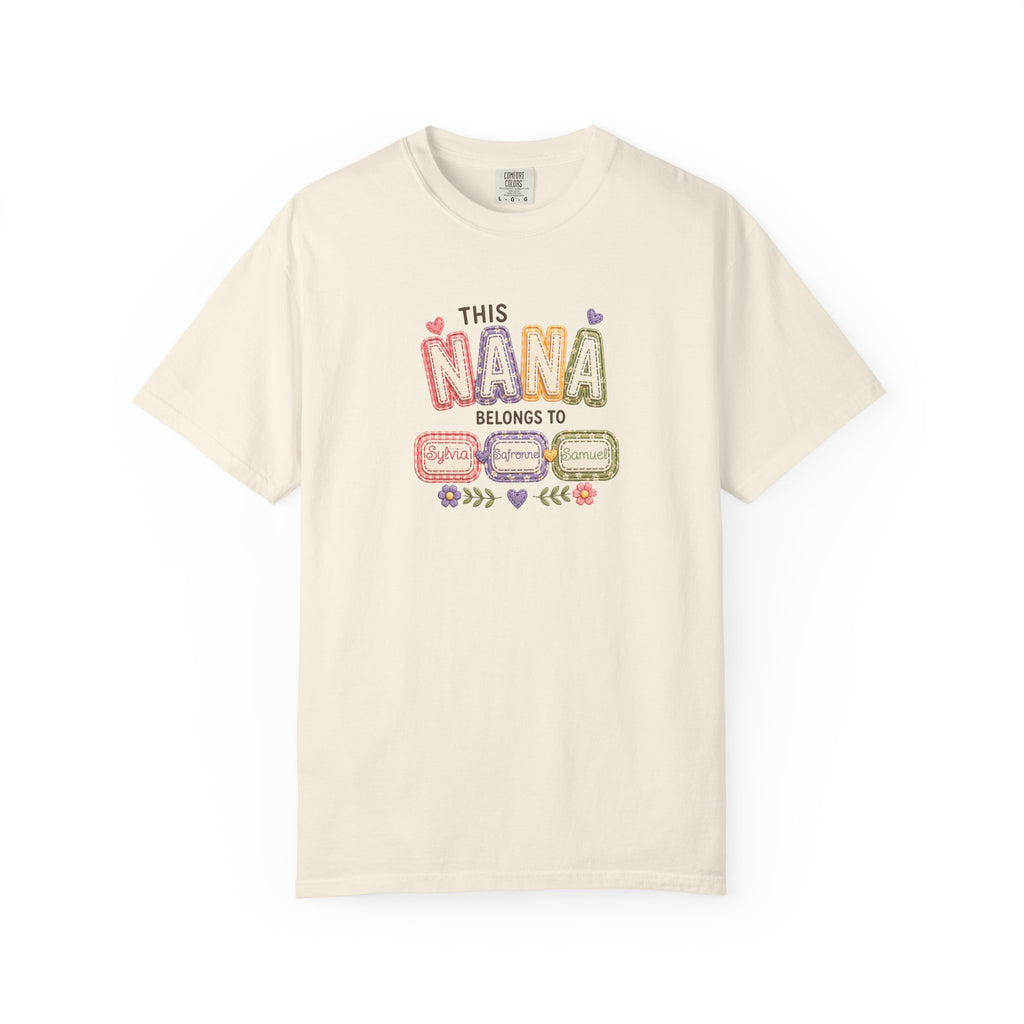 Nana Family Name T-Shirt — "This Nana Belongs To" Floral Grandma Gift