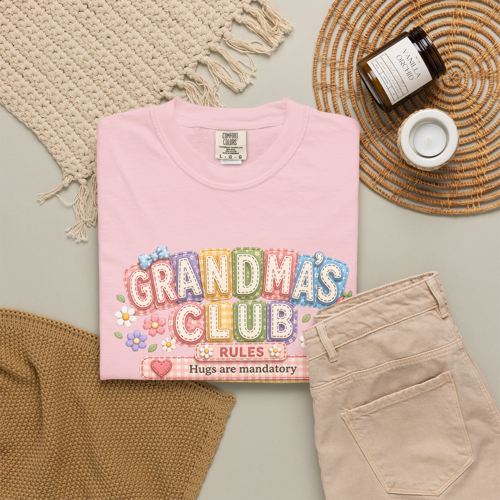 Grandma's Club T-Shirt — Cute Floral 'Grandma's Club' Rules Tee