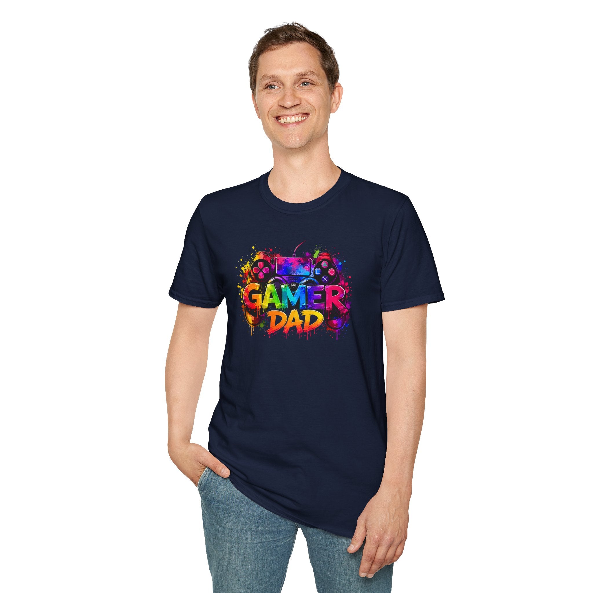 Gamer Dad Colourful Controller Design T-Shirt