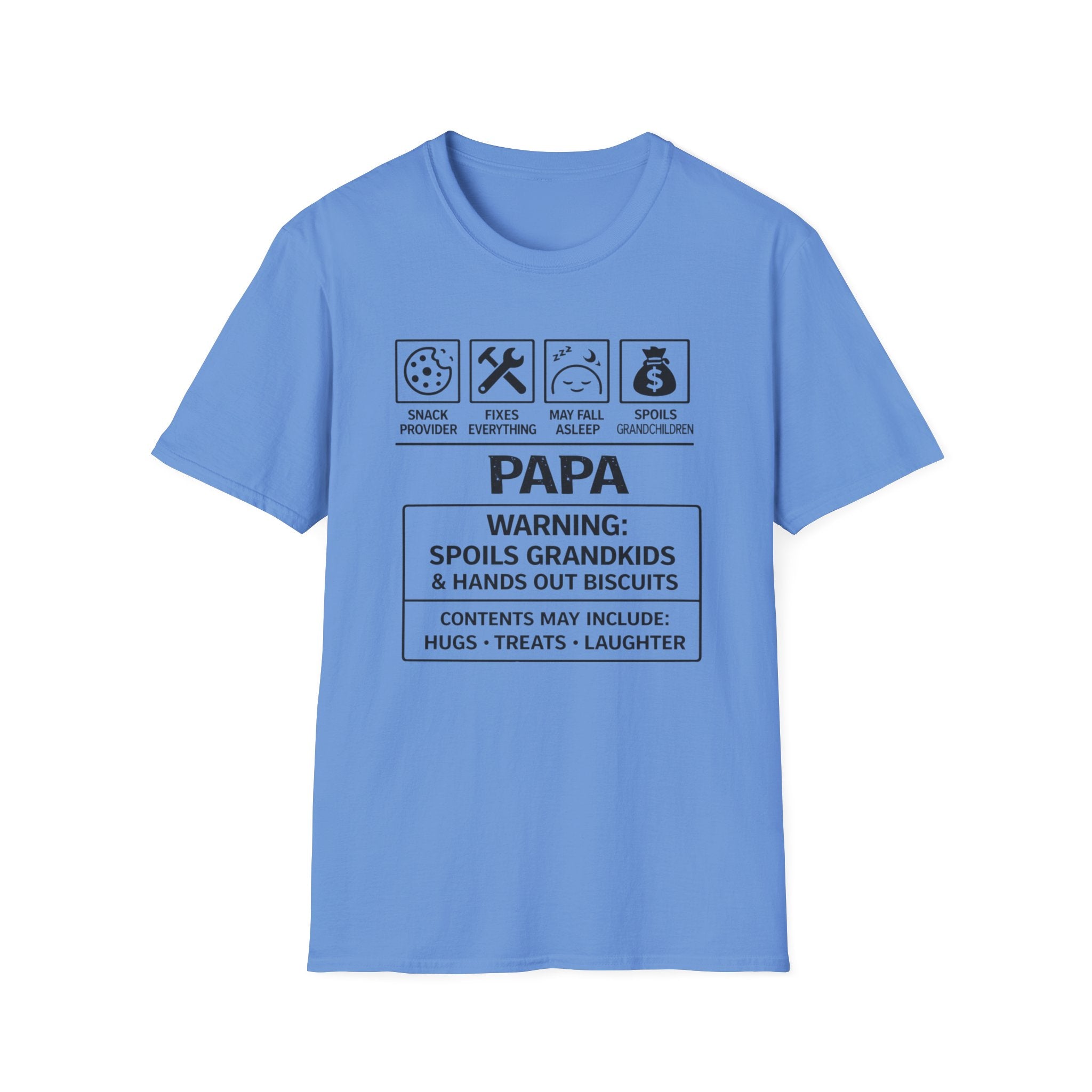 Papa Warning T-Shirt — Funny Grandpa Gift, 'Spoils Grandkids & Hands Out Biscuits' Tee
