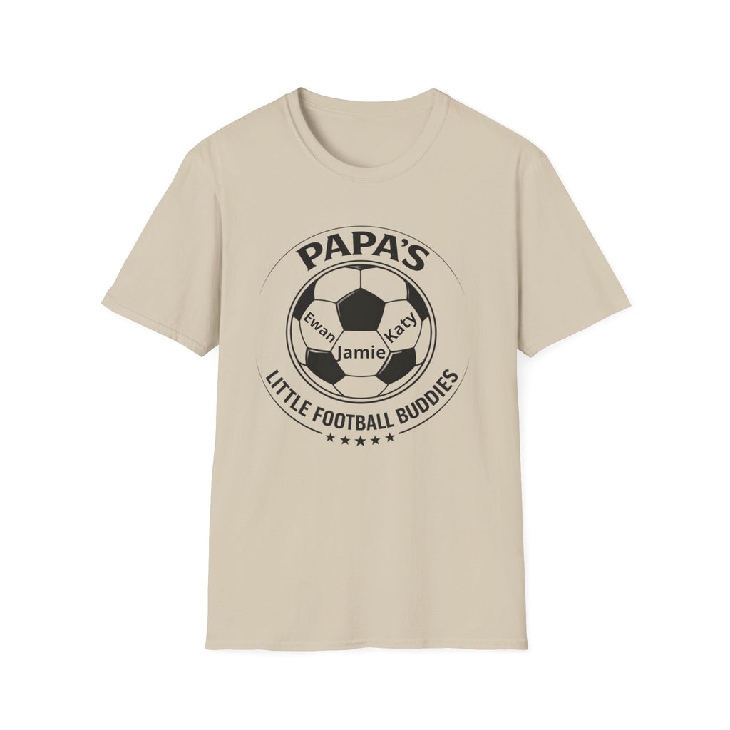 T-Shirt — "Papa's Little Football Buddies" Personalized Soccer Dad Tee