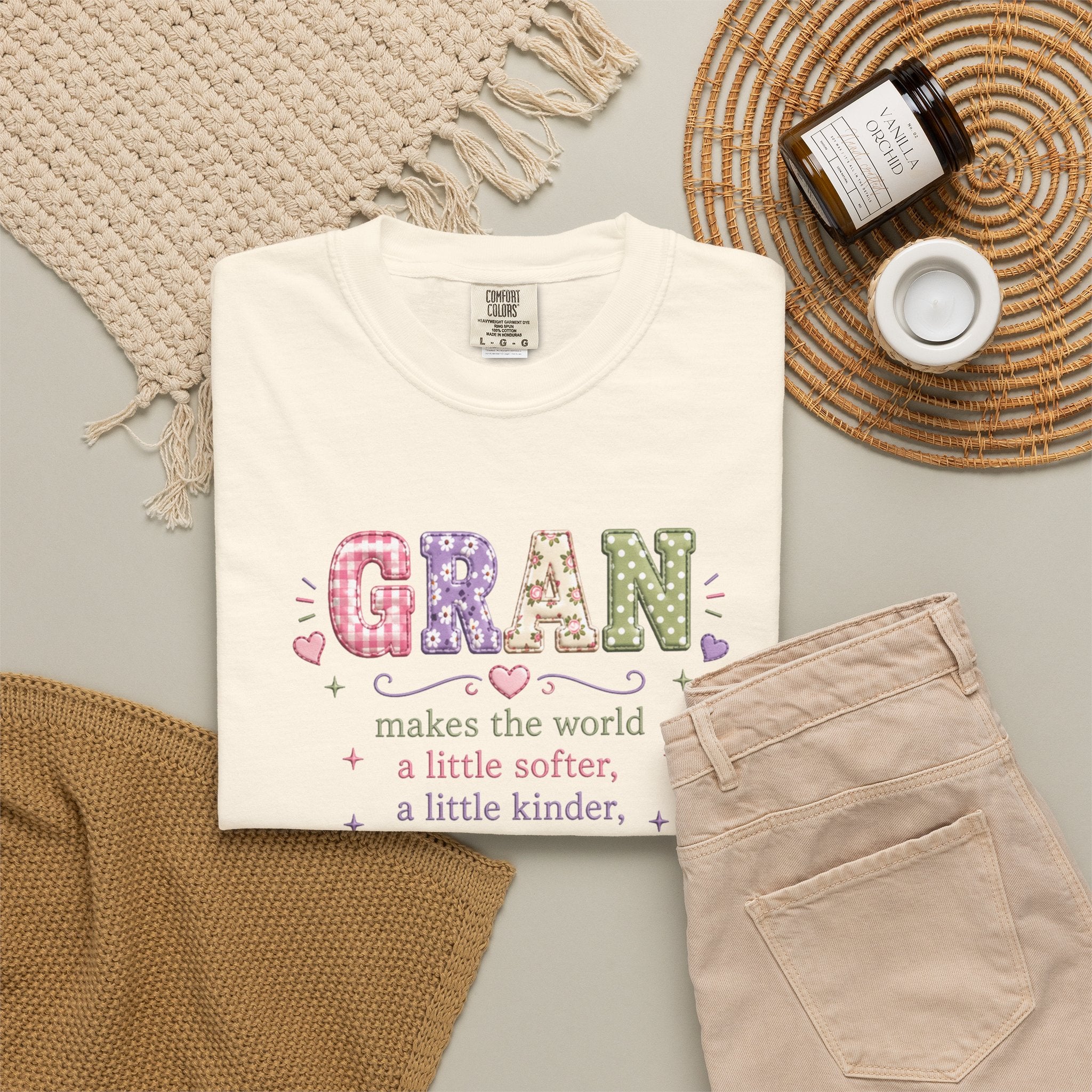 Gran Makes the World Softer T-Shirt – Gift for Grandma, Floral Vintage Lettering