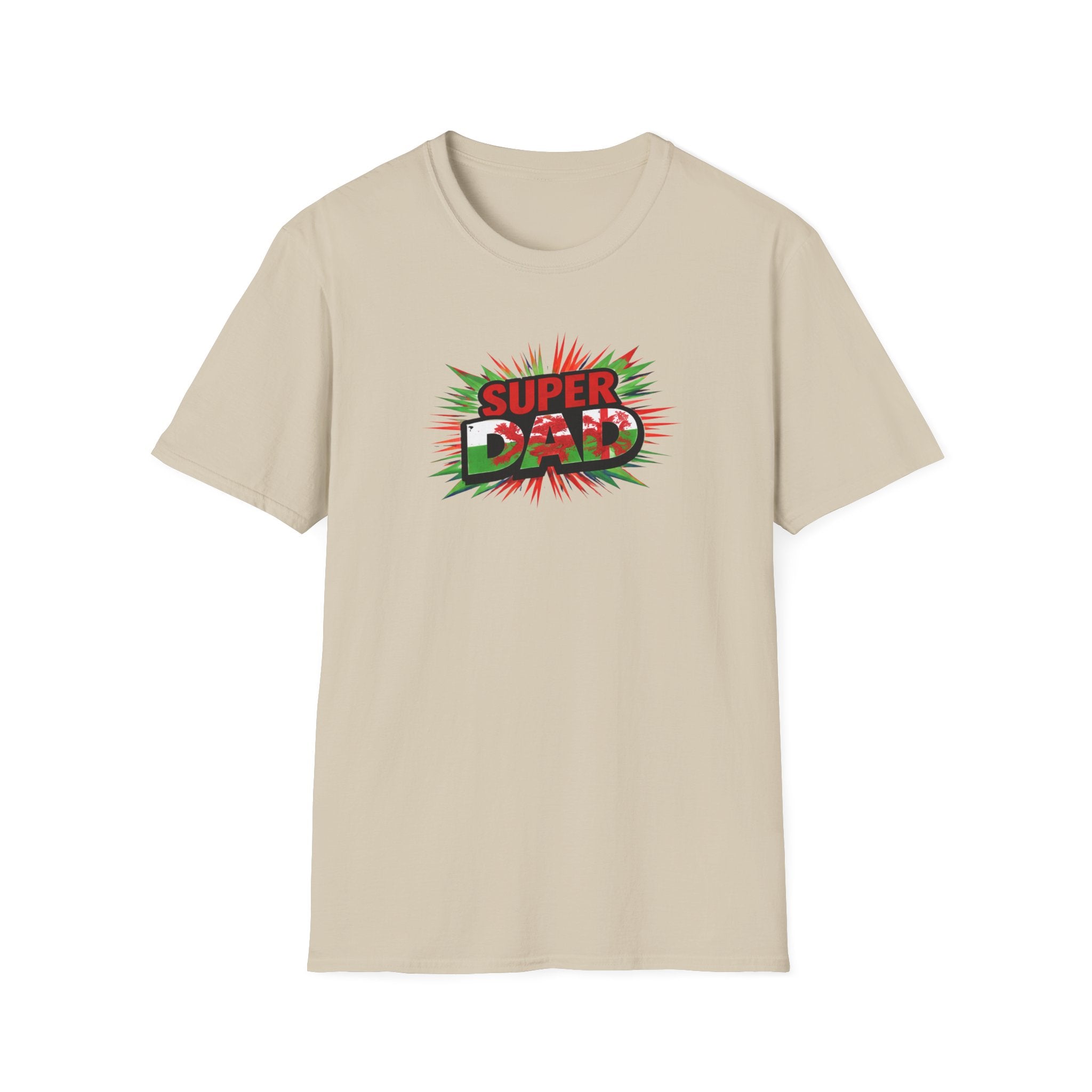Super Dad Graphic T-Shirt — Wales Flag themed Retro Comic Father's Day Tee