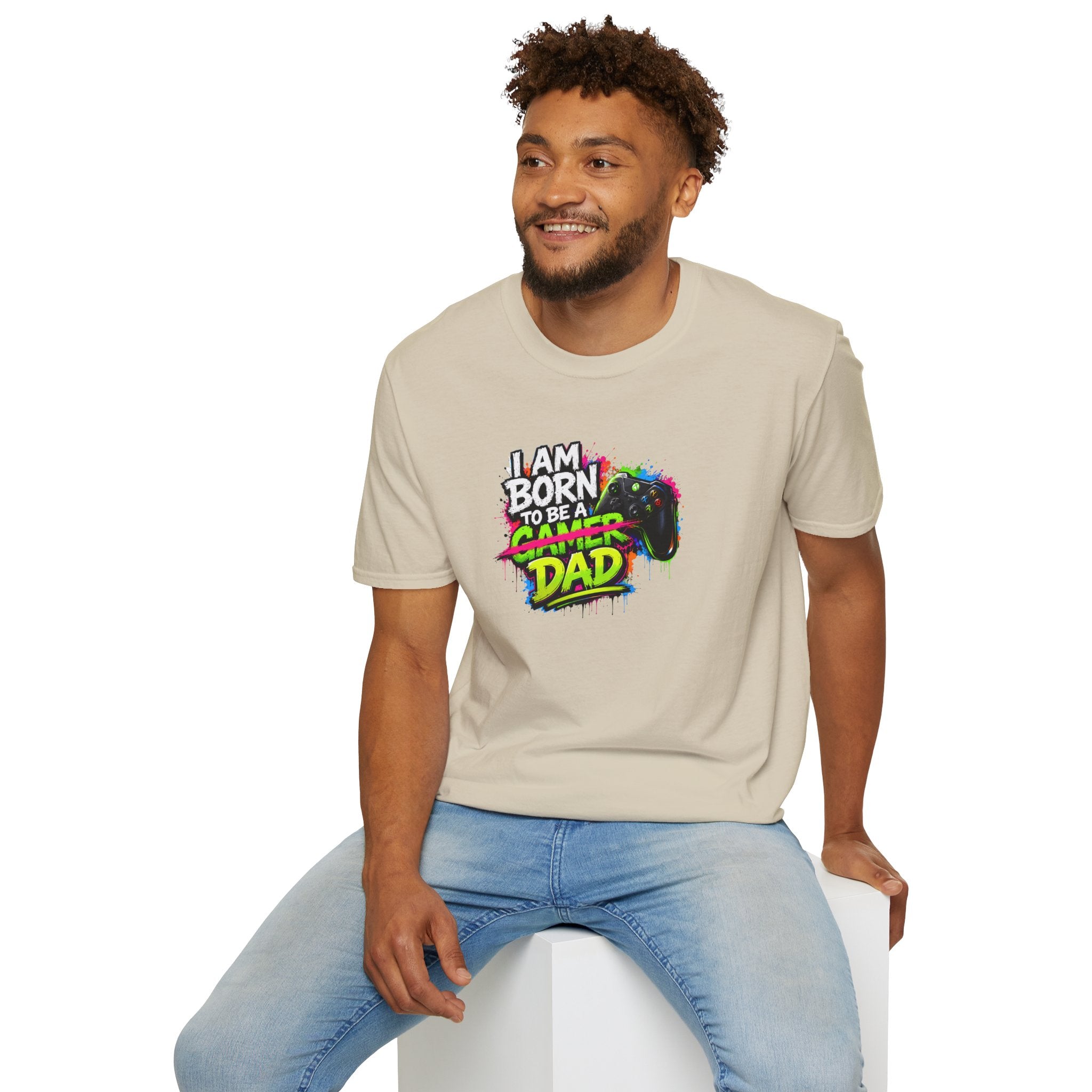 "I Am Born To Be A Gamer Dad" Neon T‑Shirt