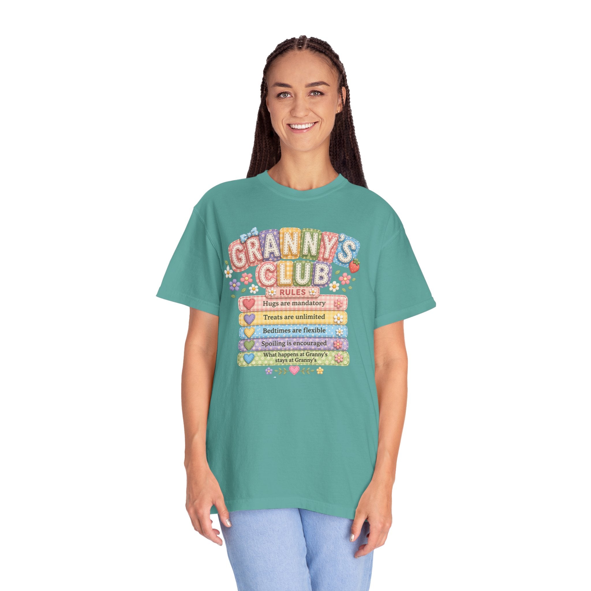 Granny's Club T‑Shirt – Cute Pastel 'Granny's Club' Rules Graphic Tee for Grandmothers