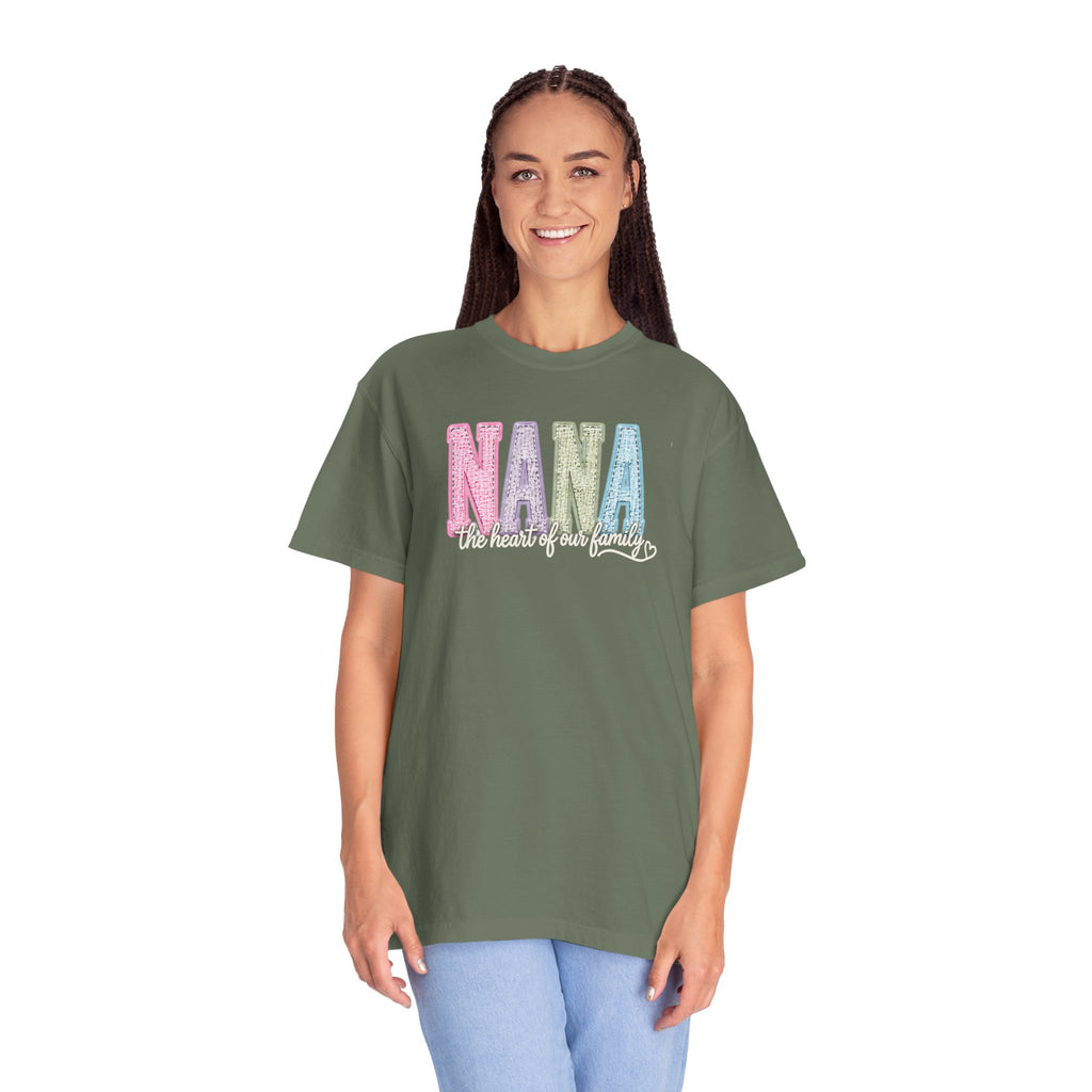 NANA Pastel Patchwork T-Shirt — "The Heart of Our Family" Gift