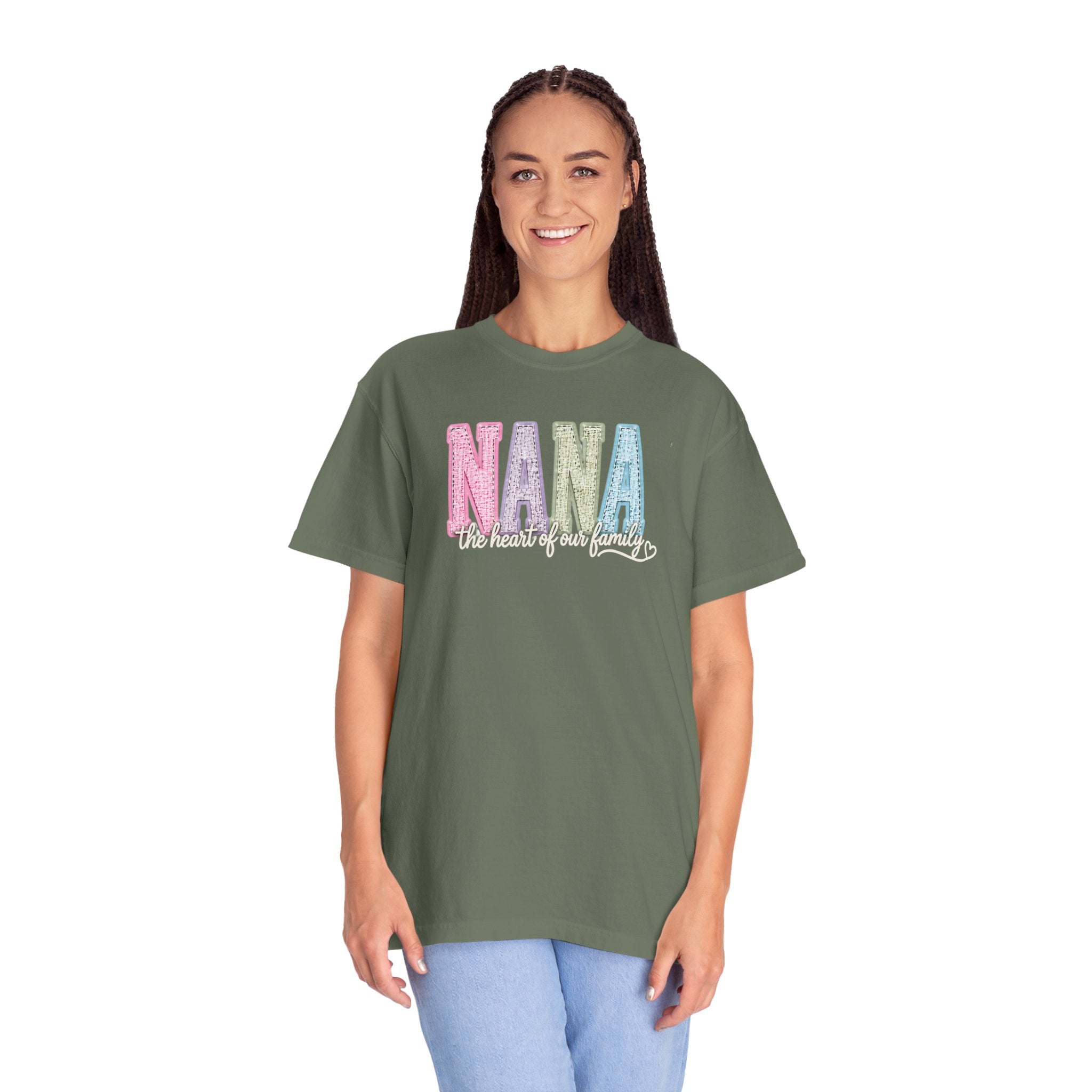 NANA Pastel Patchwork T-Shirt — "The Heart of Our Family" Gift
