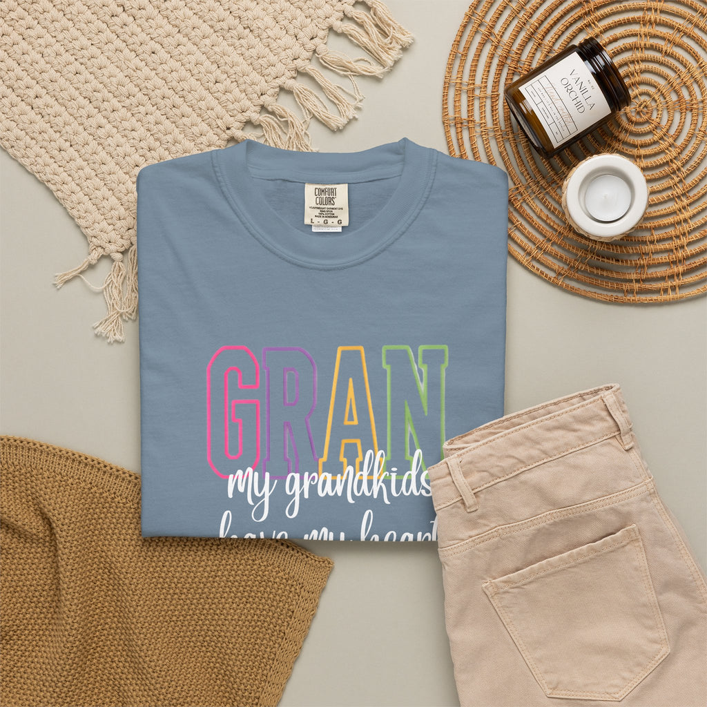 T-Shirt — "Gran my grandkids have my heart" Pastel Graphic Grandma Tee