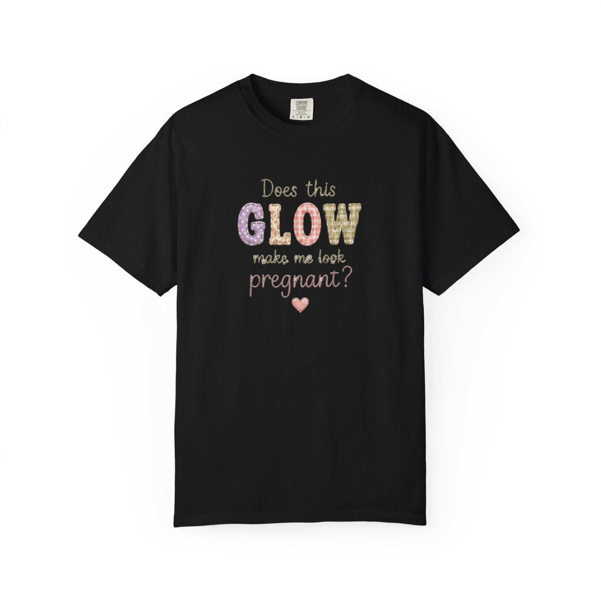 Does This Glow Make Me Look Pregnant? Graphic T-Shirt — Cute Pregnancy Announcement Tee
