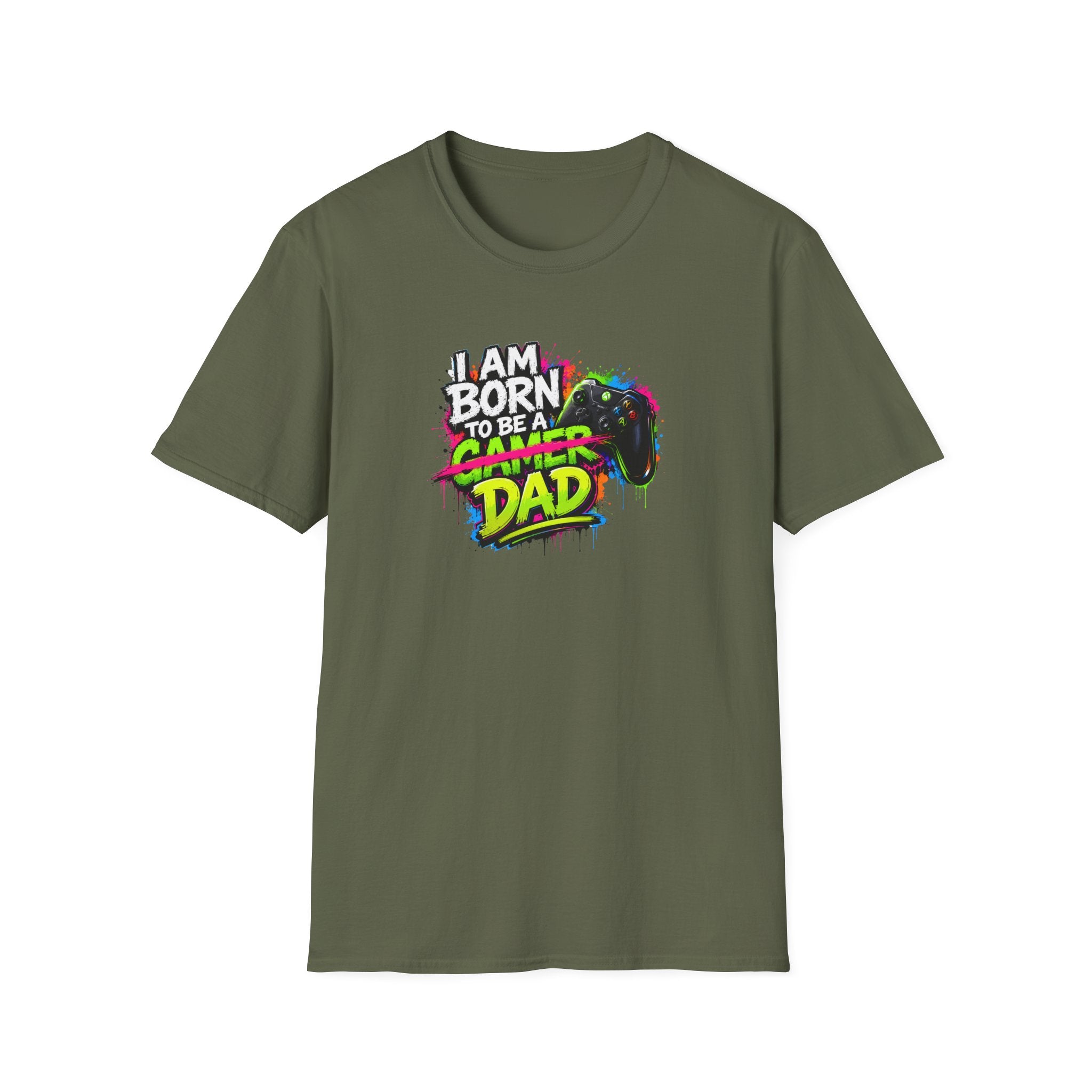 "I Am Born To Be A Gamer Dad" Neon T‑Shirt