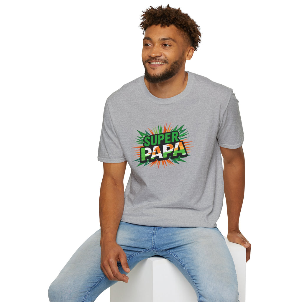 Super Papa Ireland Flag/Irish themed T-Shirt – Comic-Style Father’s Day Tee