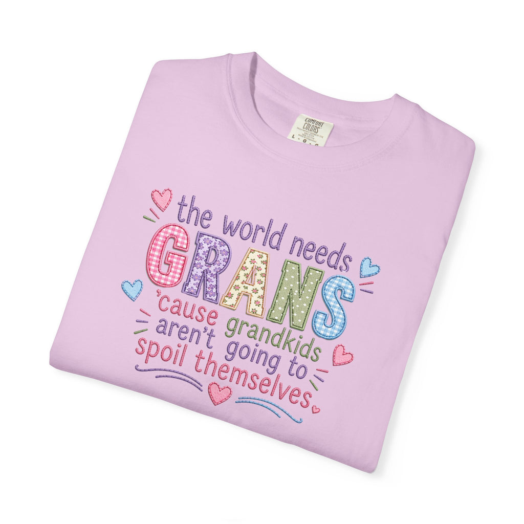 Grandparent T-Shirt - "The World Needs Grans" Cute Pastel Grandkids Gift Tee