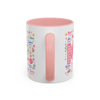 MUM Multilingual Accent Coffee Mug – 'Mum' in Many Languages, Pink Interior (11/15oz)