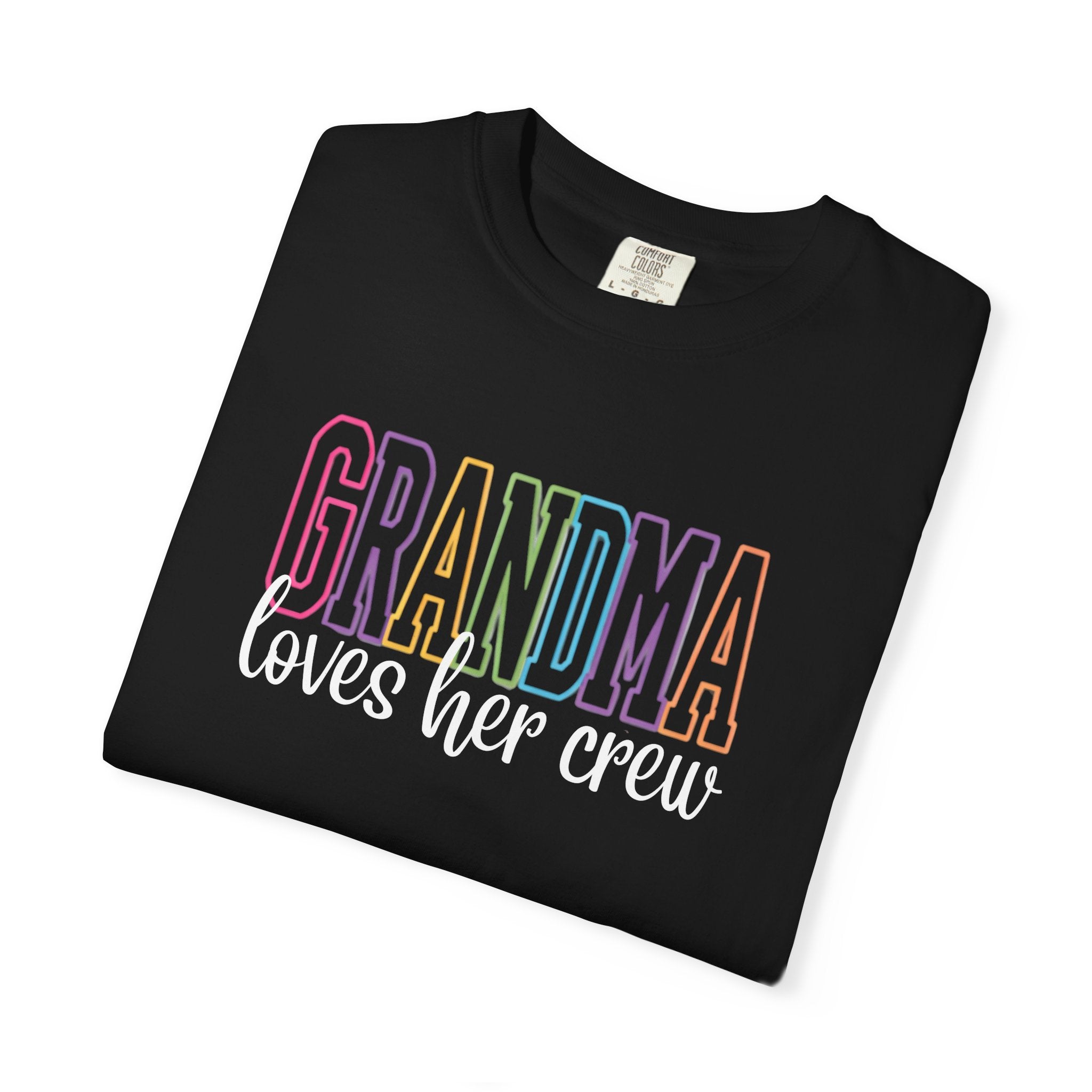 Grandma Pastel Rainbow T-Shirt — 'GRANDMA' Retro Lettering Tee