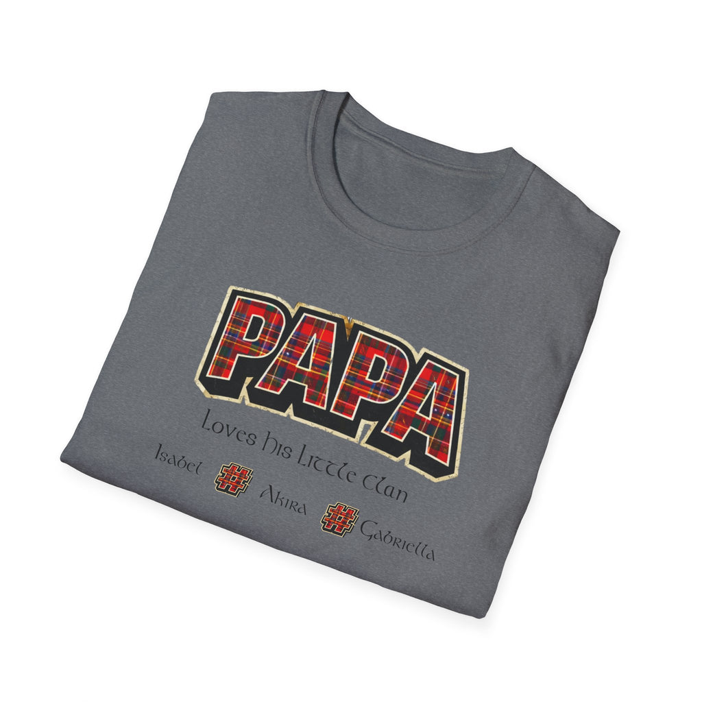 Papa Plaid T-Shirt – "Papa Loves his Little Clan" Grandfather Gift for Father's Day