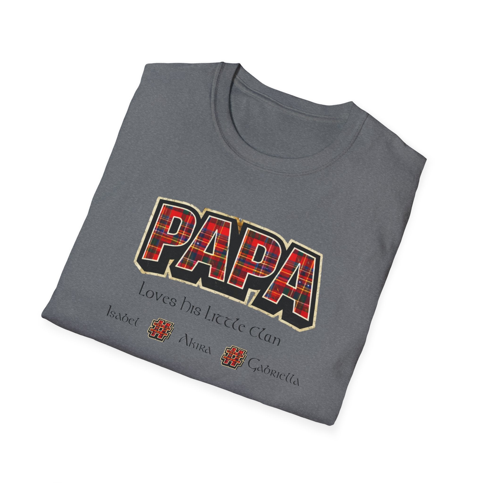 Papa Plaid T-Shirt – "Papa Loves his Little Clan" Grandfather Gift for Father's Day