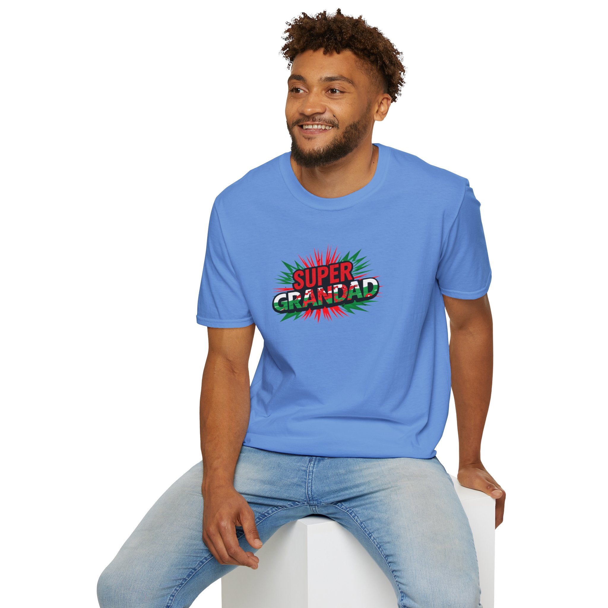Super Grandad Welsh Flag/Wales themed T-Shirt — Retro Comic Style Father's Day Gift