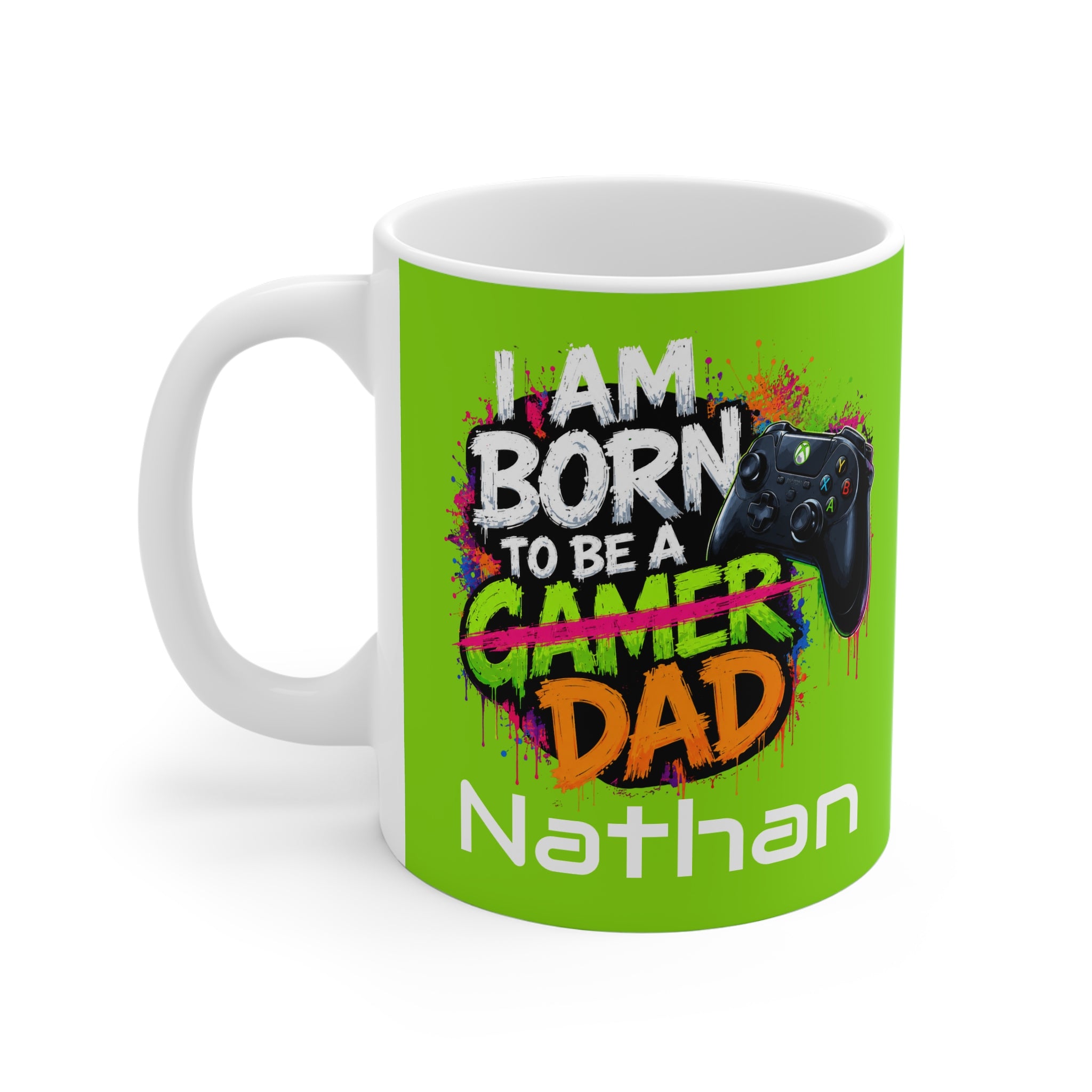 Gamer Dad Coffee Mug — "I Am Born To Be A Gamer Dad" Personalized 11oz