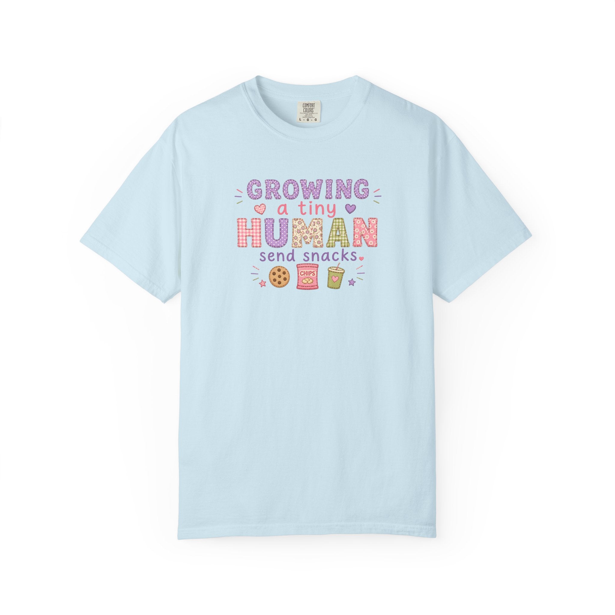 Growing a Tiny Human T-Shirt — "Growing a Tiny Human, Send Snacks" Maternity Tee