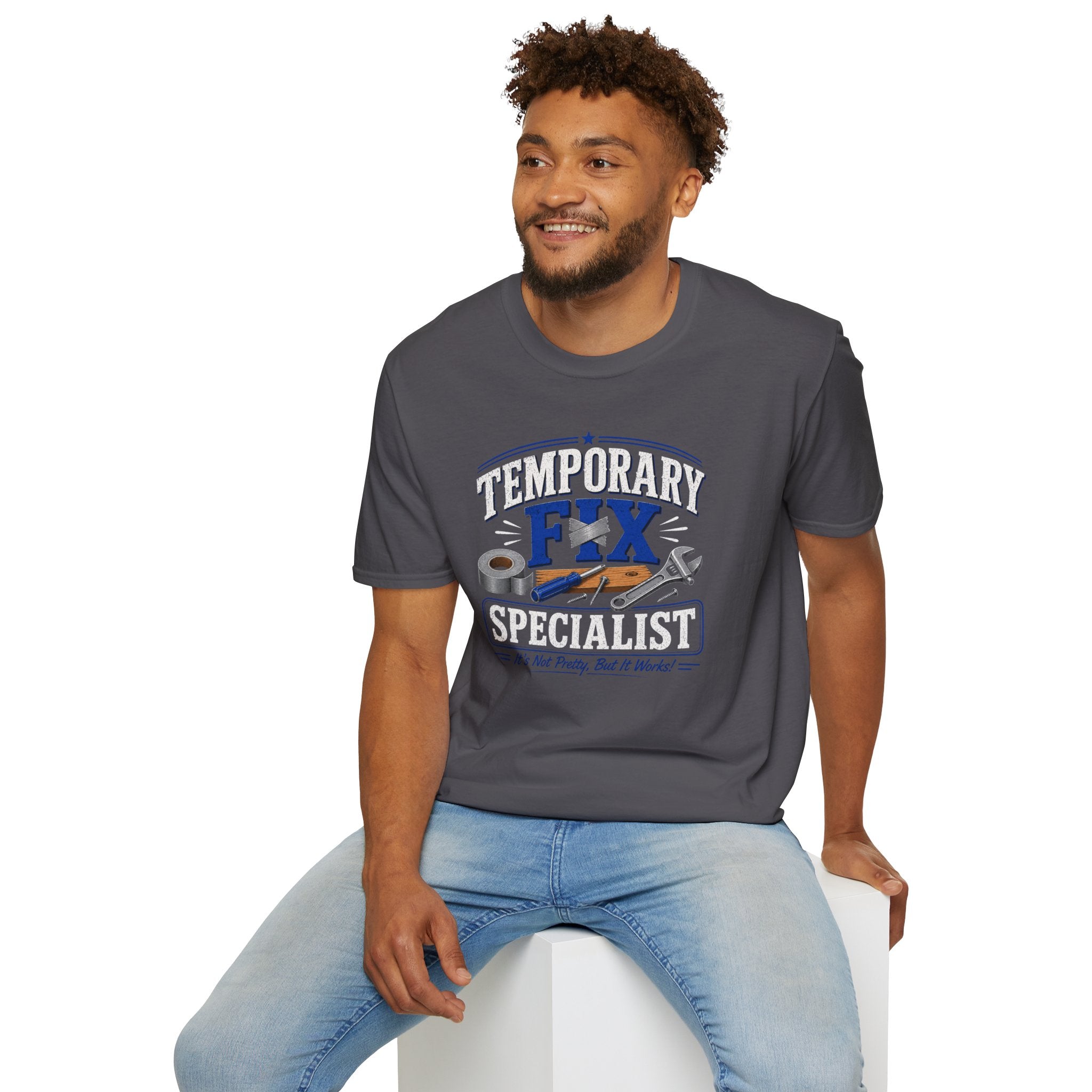 Temporary Fix Specialist T-Shirt – Funny Handyman Repair Tee