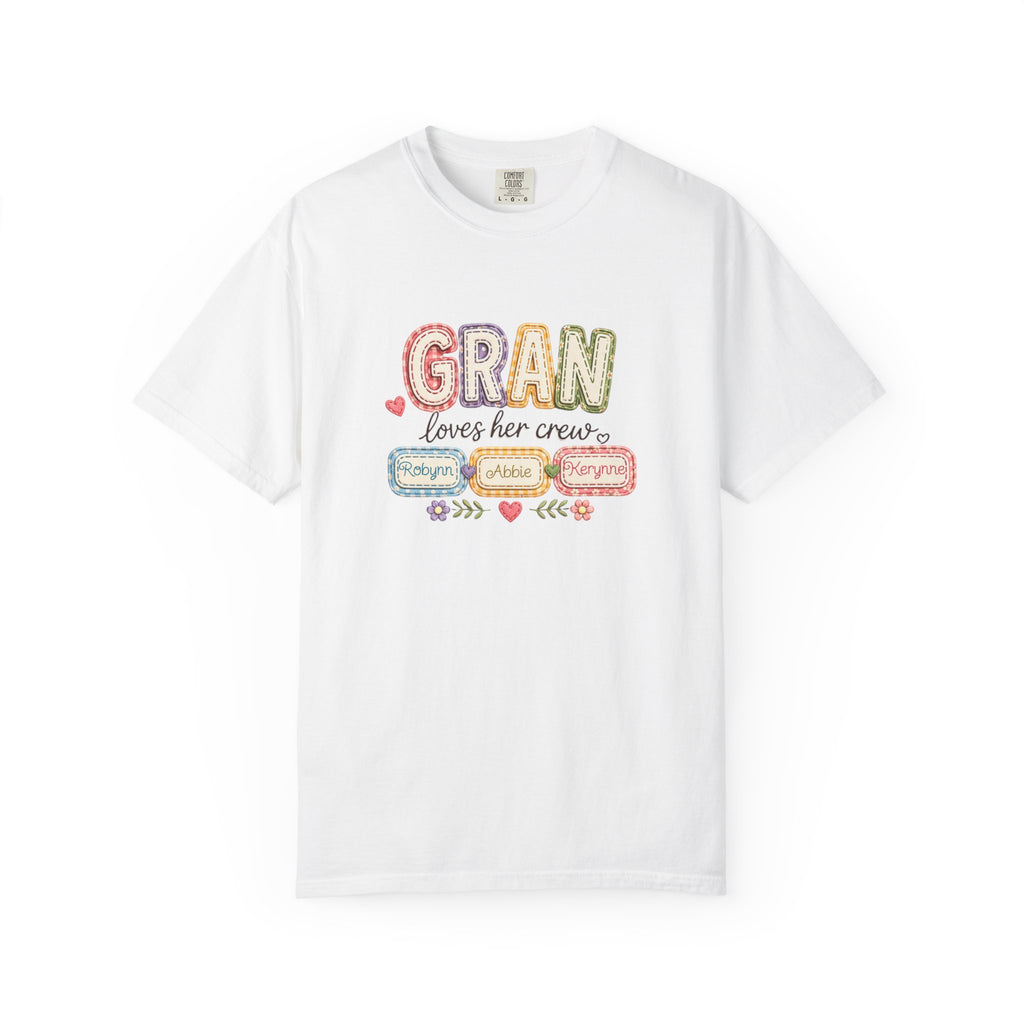 Gran Loves Her Crew T-Shirt — Personalized Grandma Family Names Tee