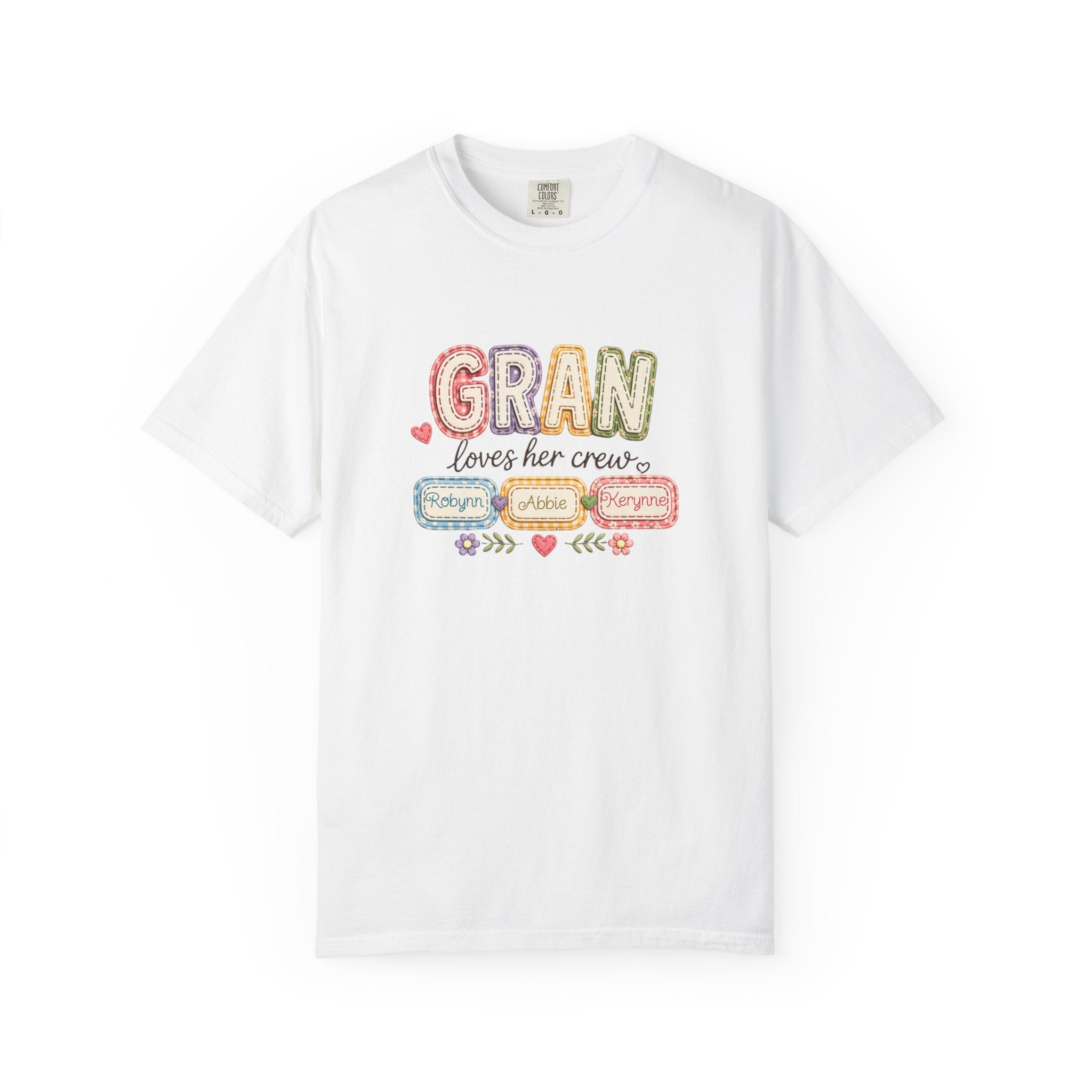 Gran Loves Her Crew T-Shirt — Personalized Grandma Family Names Tee