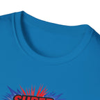 Super Dad T-Shirt – Union Jack Flag pattern Retro Comic Father’s Day Tee