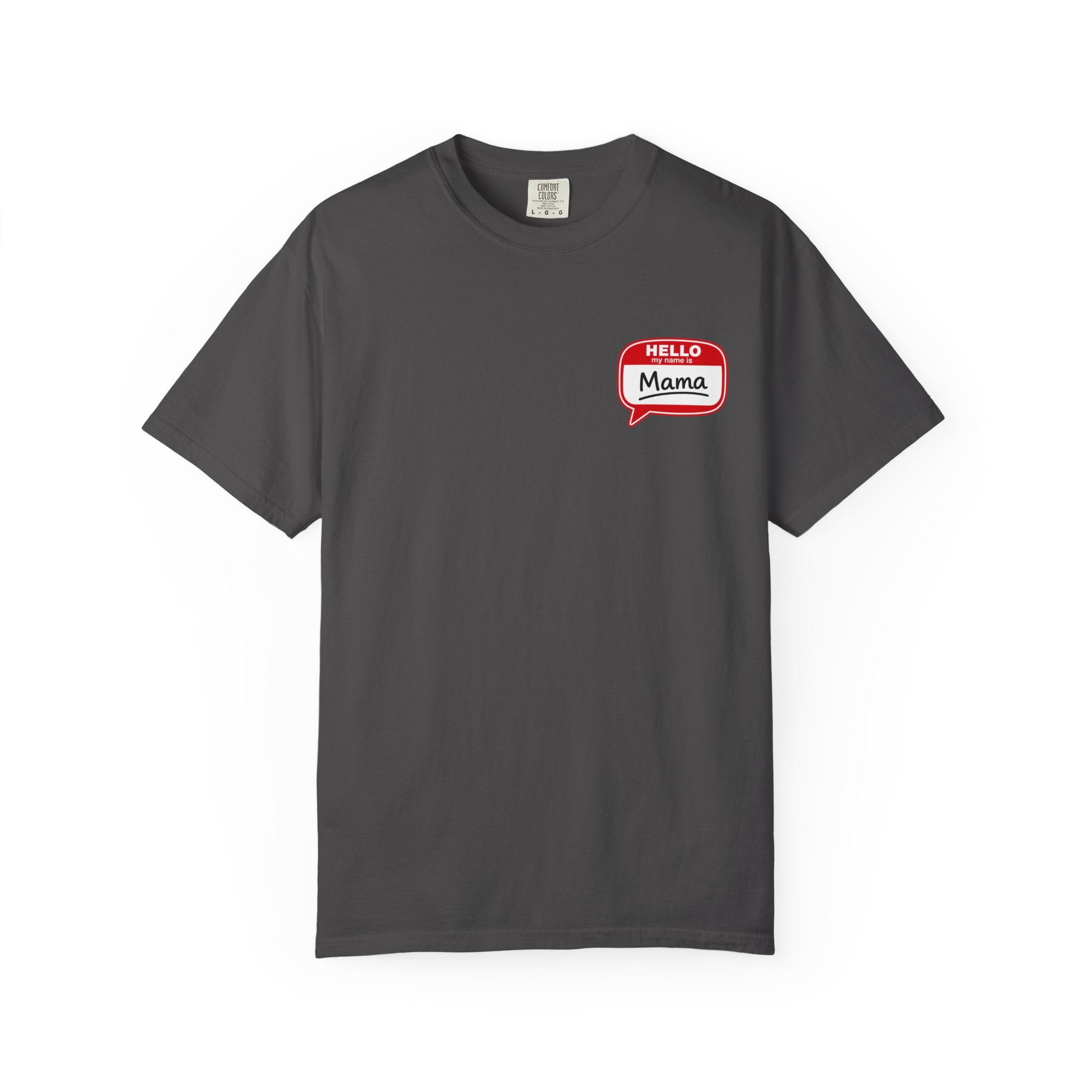 Hello Mama Pocket T‑Shirt — Cute 'Hello Mama' Name Tag Graphic Tee for New and Expecting Moms