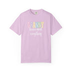 Granny Pastel Patchwork T-Shirt — Retro Rainbow 'GRANNY' Graphic Tee