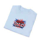 Super Dad T-Shirt – Union Jack Flag pattern Retro Comic Father’s Day Tee