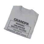Grandpa Warning T-Shirt — "Unlimited Biscuit Access" Funny Grandpa Tee
