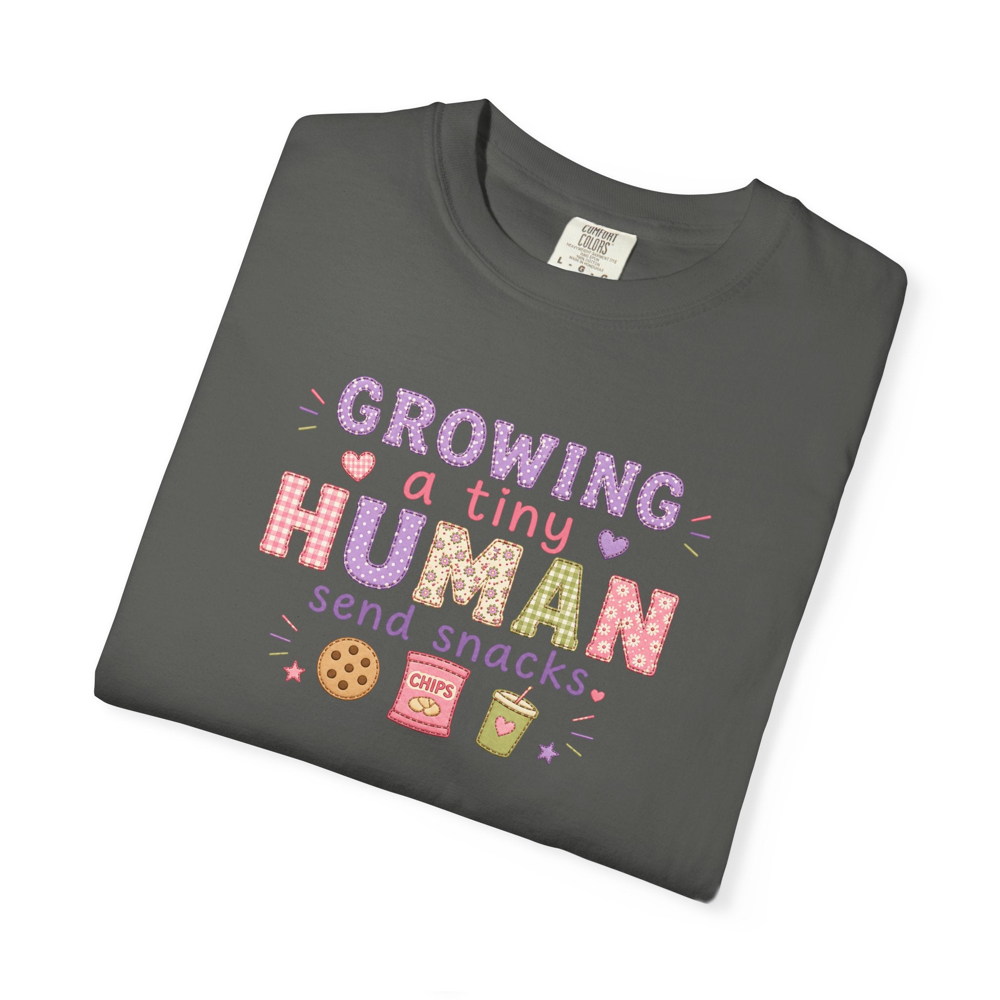Growing a Tiny Human T-Shirt — "Growing a Tiny Human, Send Snacks" Maternity Tee