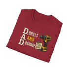 Drills and Damage Dad T-Shirt – Funny Father’s Day Tool Lover Tee