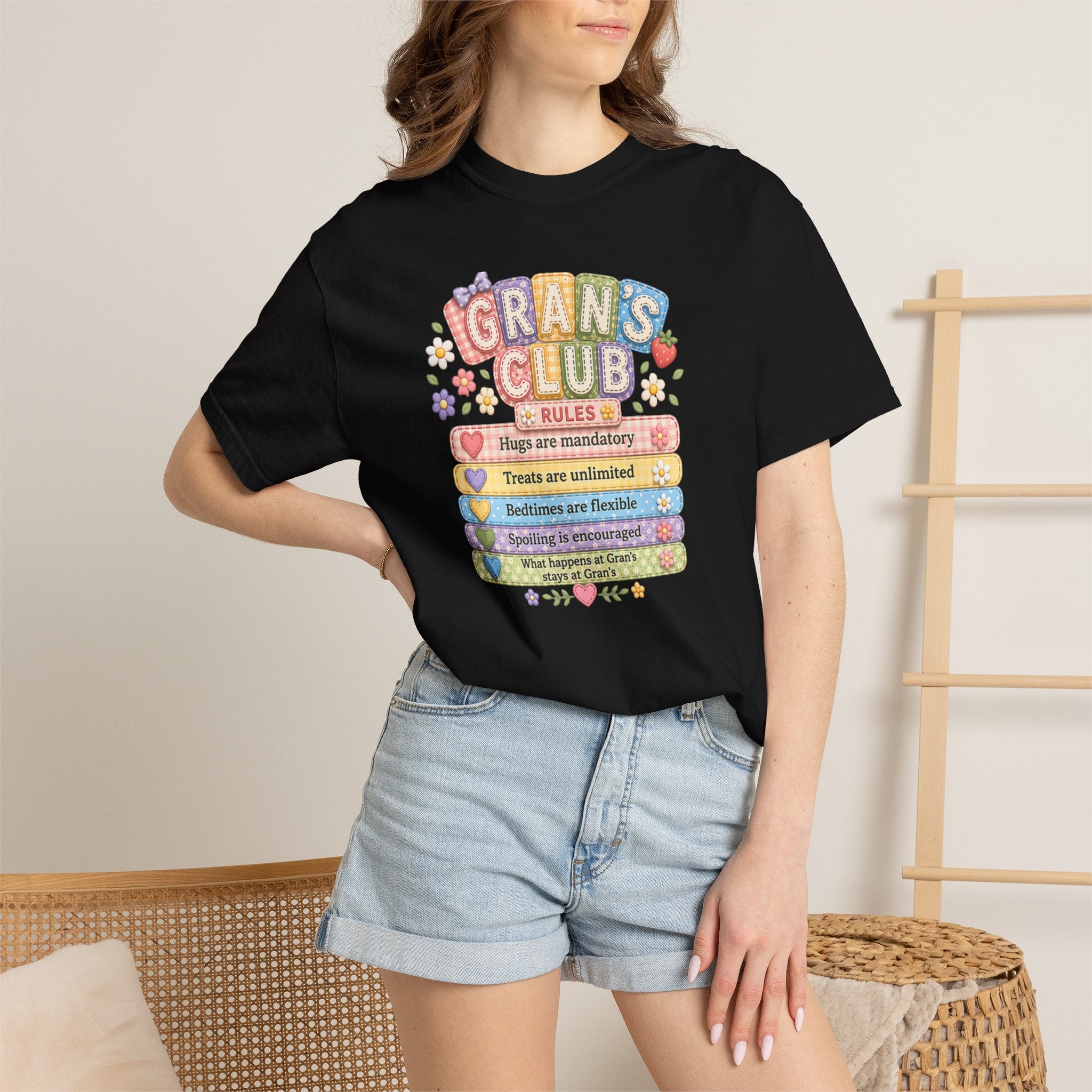 Grans Club Rules T-Shirt — Cute Floral Grandma Shirt, Funny Grandmother Gift for Mother's Day
