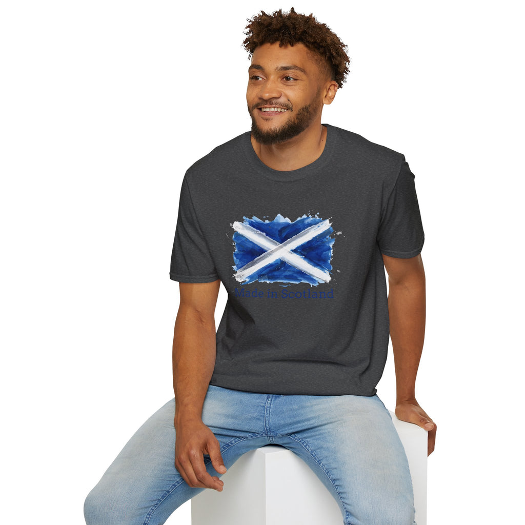 Made in Scotland T-Shirt — Watercolor Saltire Flag Tee