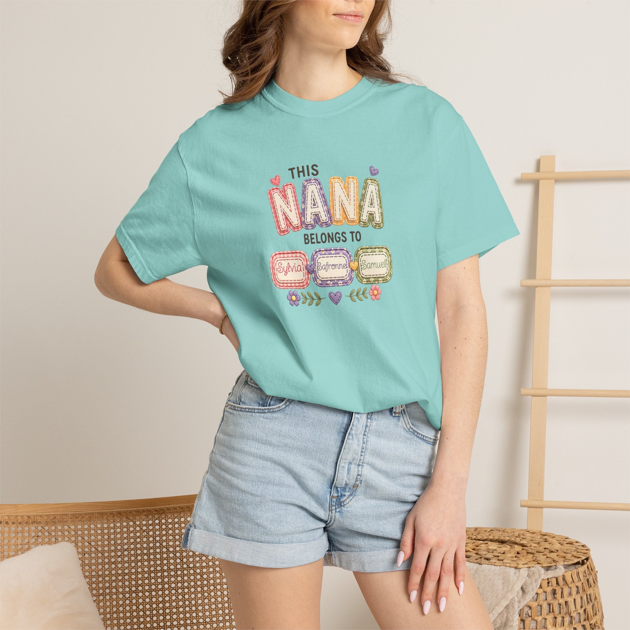 Nana Family Name T-Shirt — "This Nana Belongs To" Floral Grandma Gift