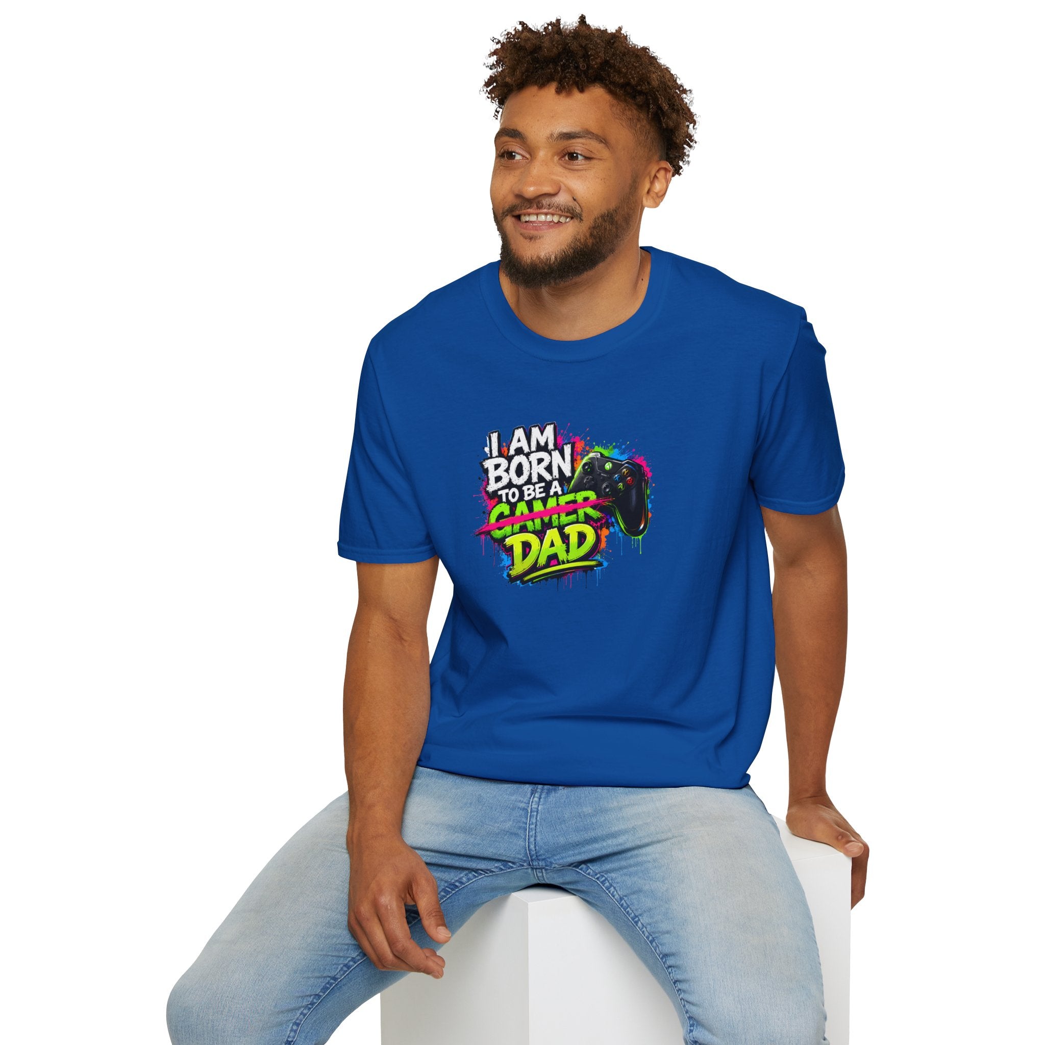 "I Am Born To Be A Gamer Dad" Neon T‑Shirt