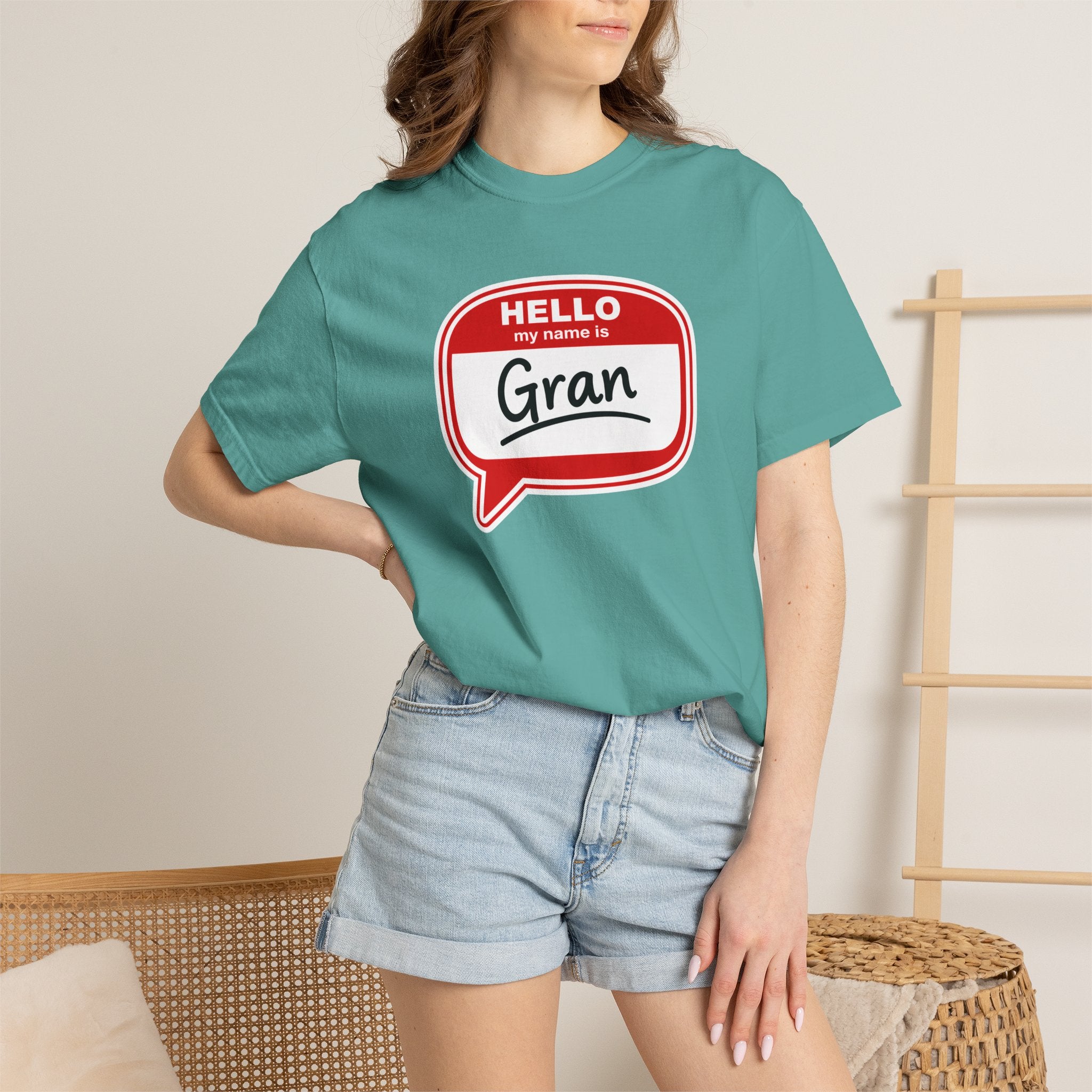 Hello My Name Is Gran T-Shirt – Funny Name Badge Tee for Grandmothers