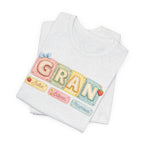 Gran Retro Patch Tee — Personalized 'Gran' Name Blocks Short Sleeve Shirt