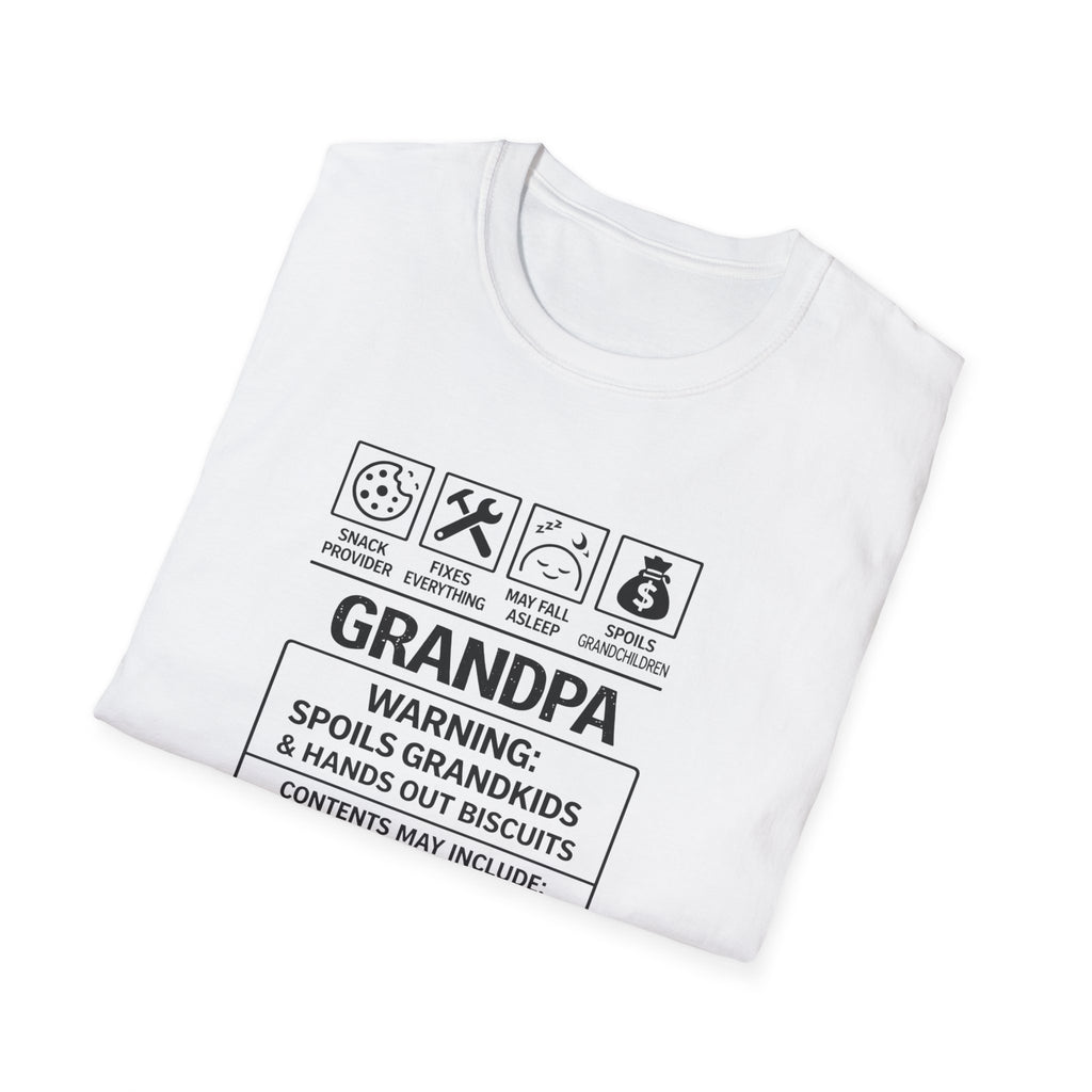 Grandpa Warning T-Shirt – ‘Spoils Grandkids & Hands Out Biscuits’ Funny Grandpa Tee