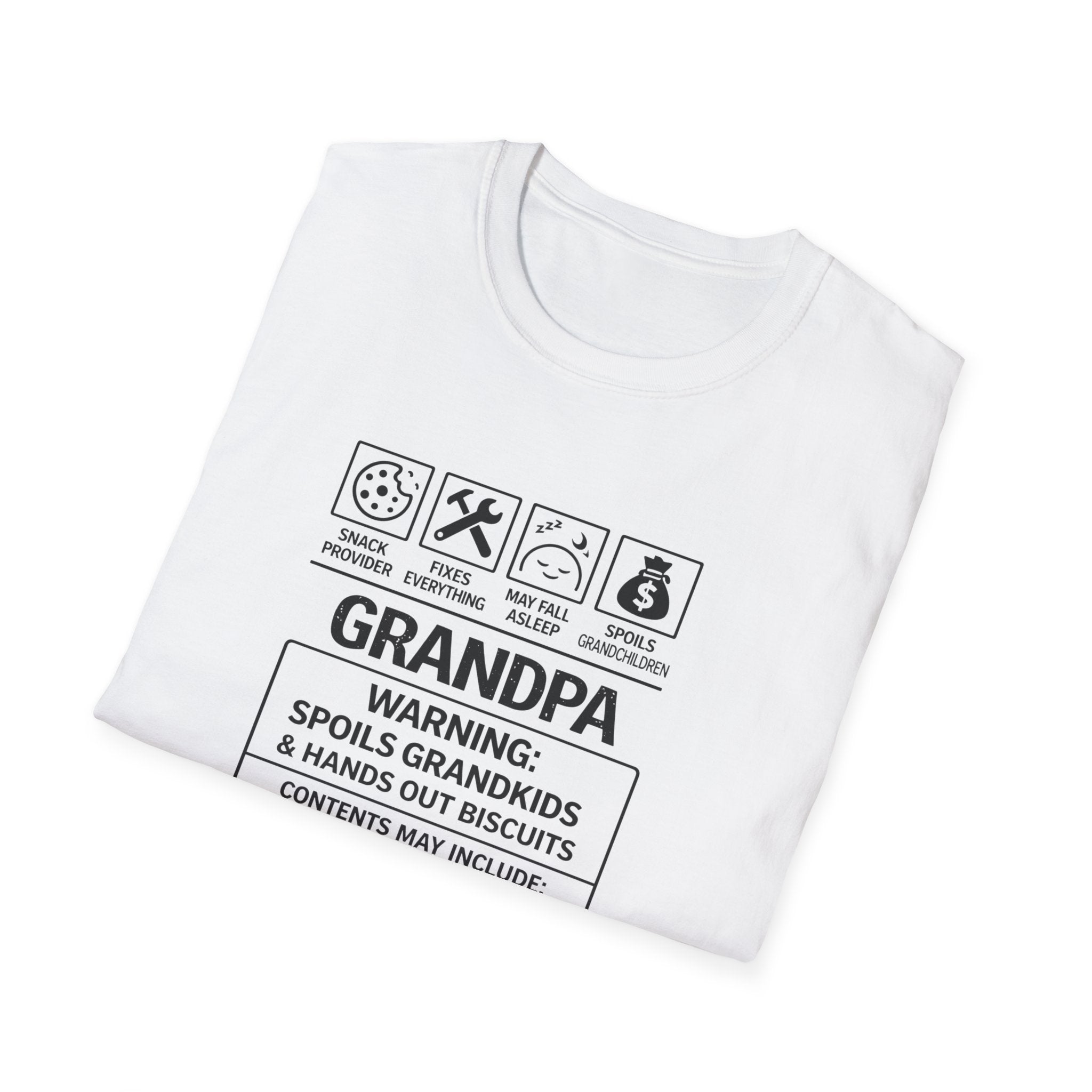 Grandpa Warning T-Shirt – ‘Spoils Grandkids & Hands Out Biscuits’ Funny Grandpa Tee