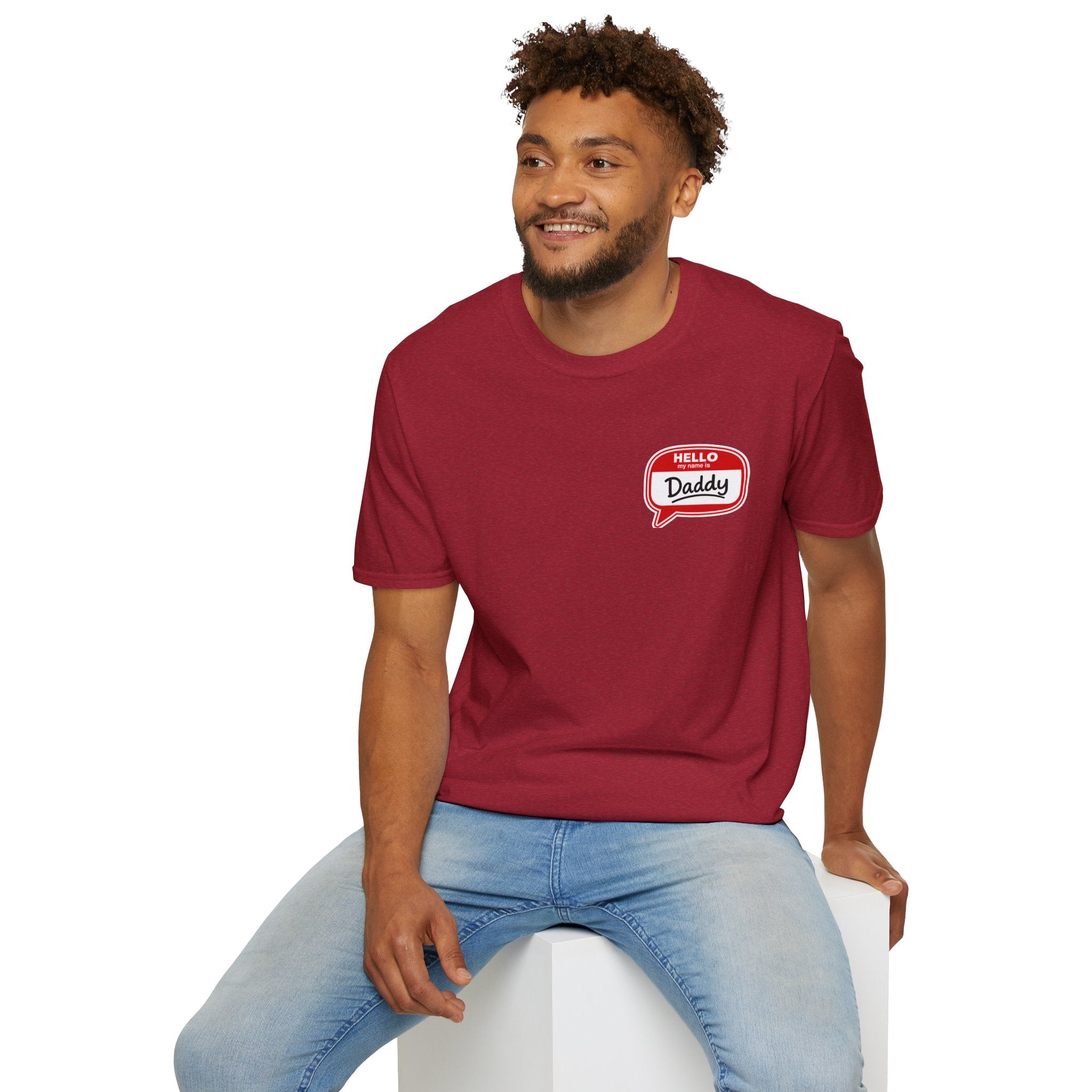 Daddy Name Tag T-Shirt - 'Hello Daddy' Retro Speech Bubble Tee