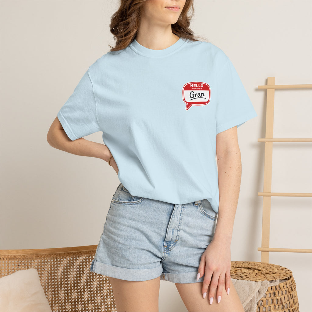 Hello Gran T-Shirt — Cute Retro Name Tag Tee for Grandmothers, Mother's Day Gift
