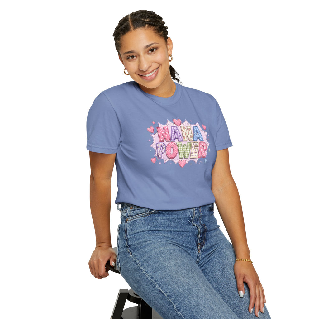 Nana Power T-Shirt — Playful Retro Heart Graphic for Grandmother Gifts