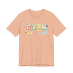 Gran Retro Patch Tee — Personalized 'Gran' Name Blocks Short Sleeve Shirt