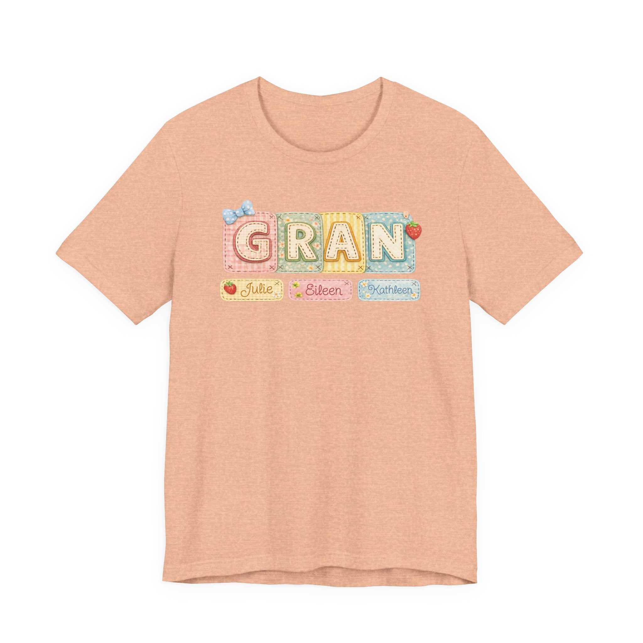 Gran Retro Patch Tee — Personalized 'Gran' Name Blocks Short Sleeve Shirt