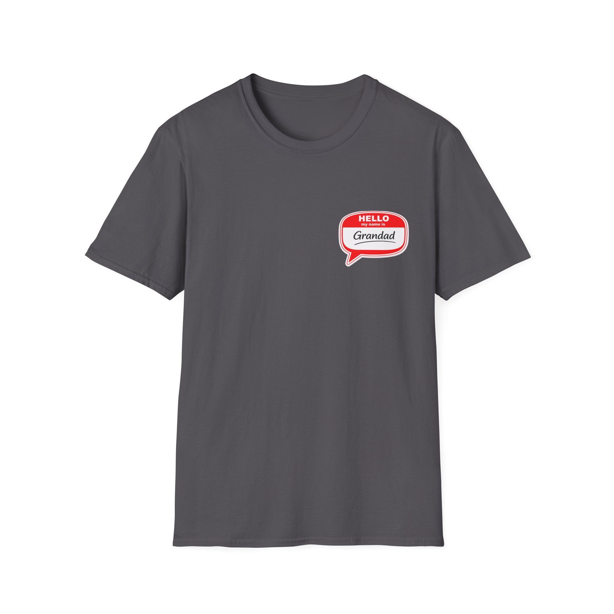 Grandad Name Badge T-Shirt — "Hello, Grandad!" Chest Logo