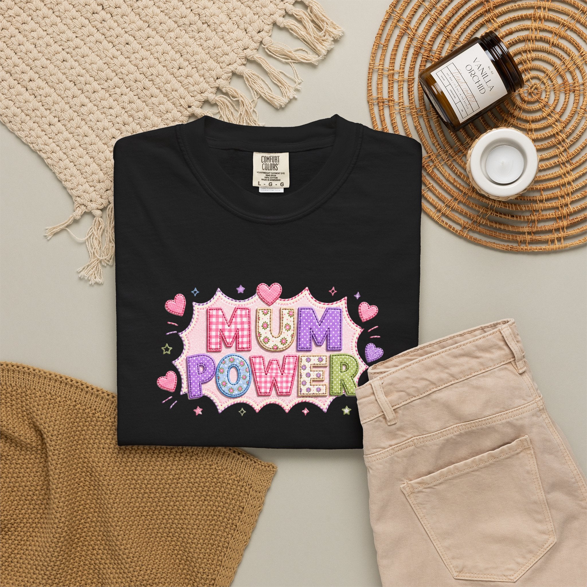 Mum Power T-Shirt — Cute Pink Heart Mothers Day Tee